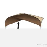 Gekrümmte Geometrie: Auf der Chicagoer Architekturbiennale 2023 ist derzeit das Projekt HygroShell der Universität Stuttgart zu sehen
