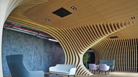 CMC Architects, Versteckte, ruhige Zonen im Work Café des Hauptsitzes der J&T Finance Group in Prag